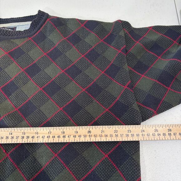 VTG 90s Woods & Gray Green Tartan Plaid Sweater Men M Pullover Grandpa Dad Core - Picture 6 of 9